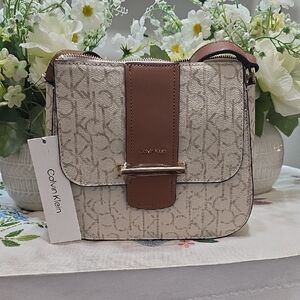 Calvin Klein Beige and Brown Crossbody Bag